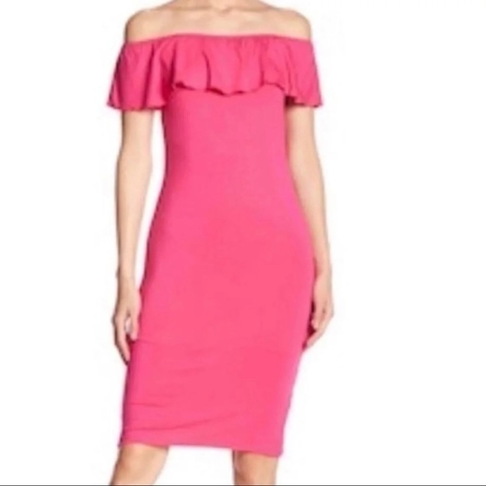 Velvet Torch Pink Off-Shoulder Dress